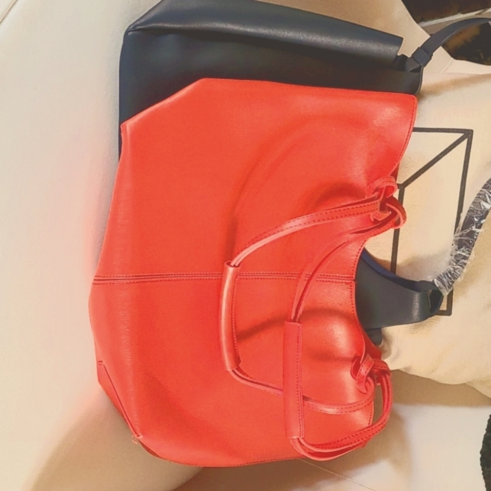 Neiman Marcus Purse Poppy Faux Leather Satchel